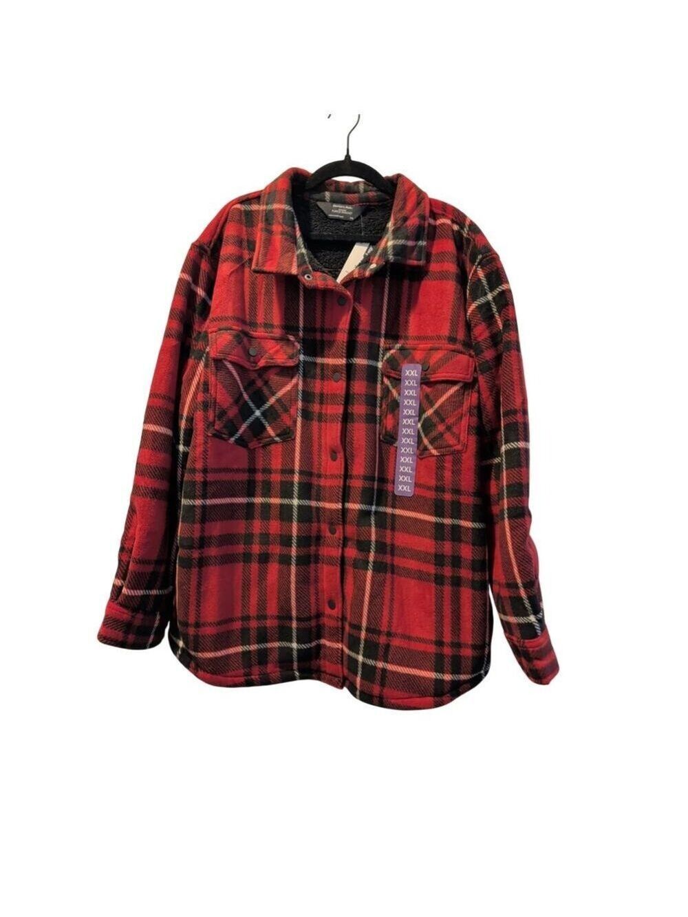 Women's Fleece Shacket Size XXL Red Plaid